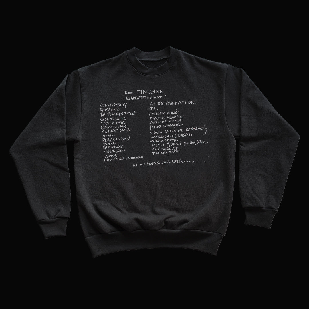 The “Fincher List" Sweatshirt (Off Black)