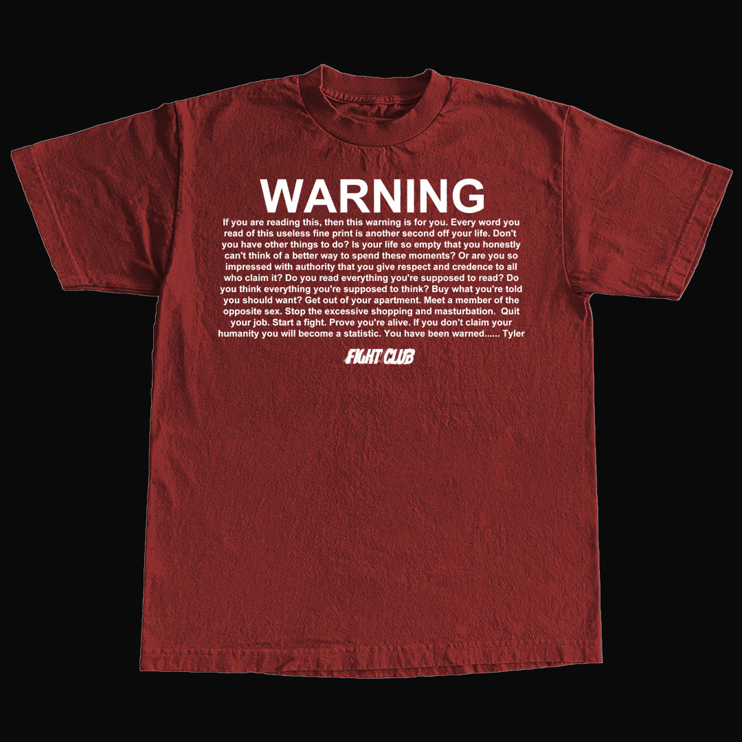 The “Warning” Tee (Dark Red)